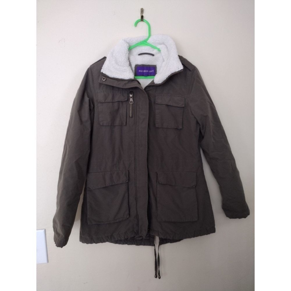 Madden Girl Women Olive Green Sherpa‎ Lined Utility Jacket Size S